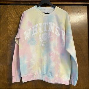 NWOT Whitney Houston XL Tye Dye Crew Sweatshirt Warm Cozy Tie Dye Colorful